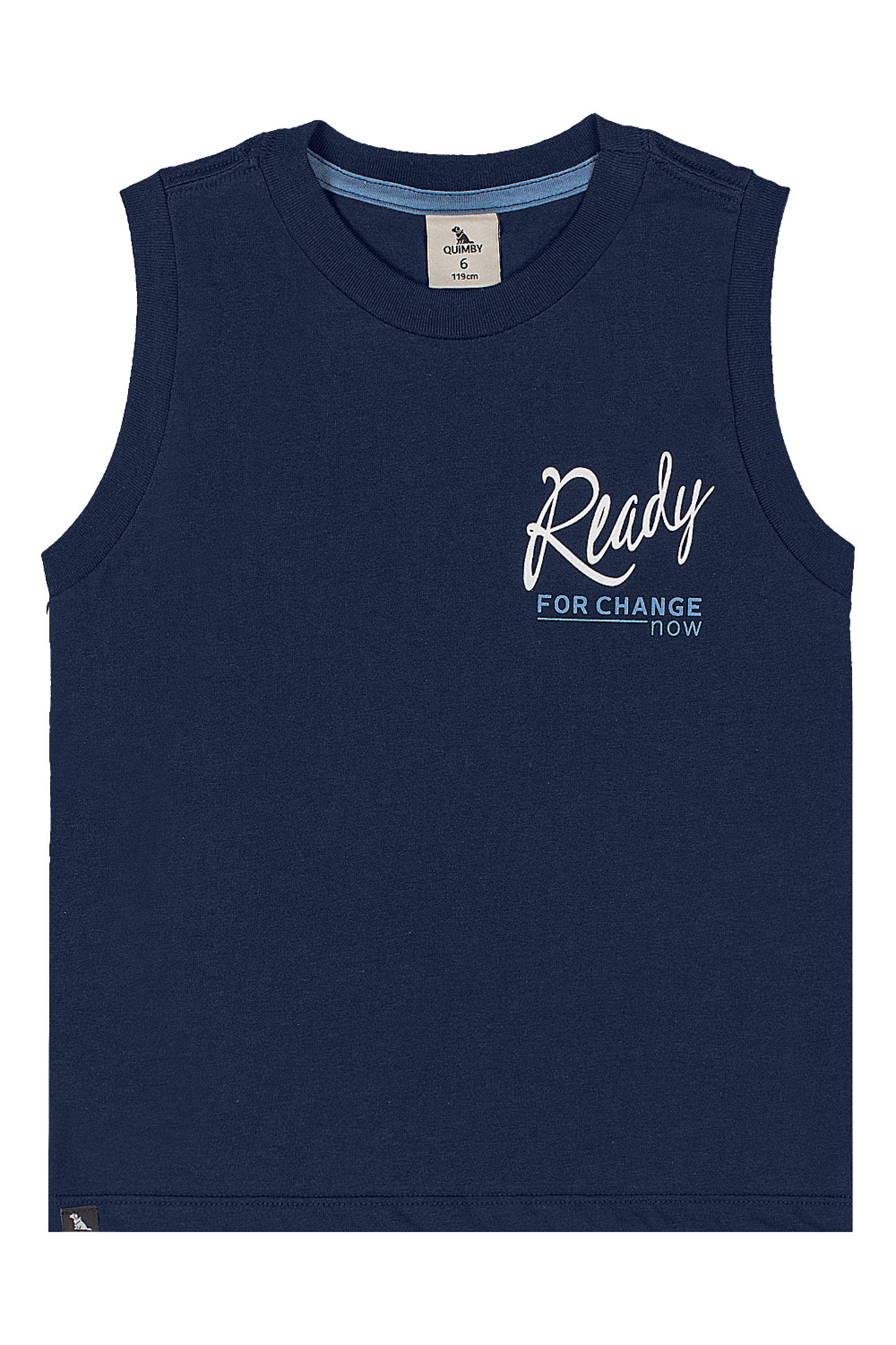 Regata Infantil Masculina em Algodão Estampado (Azul Marinho) Quimby - Imagem 5